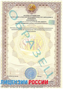 Образец сертификата соответствия (приложение) Рудня Сертификат ISO 13485